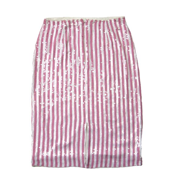 NWT J.Crew Collection Striped Pencil in Pink White Sequin Skirt 4 $695 - Picture 4 of 6